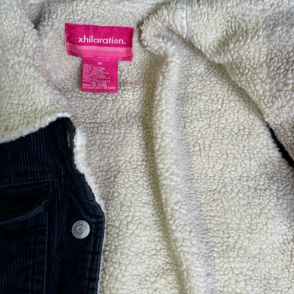 Black Corduroy Coat with Inner Sherpa Lining - Picture 2 of 2